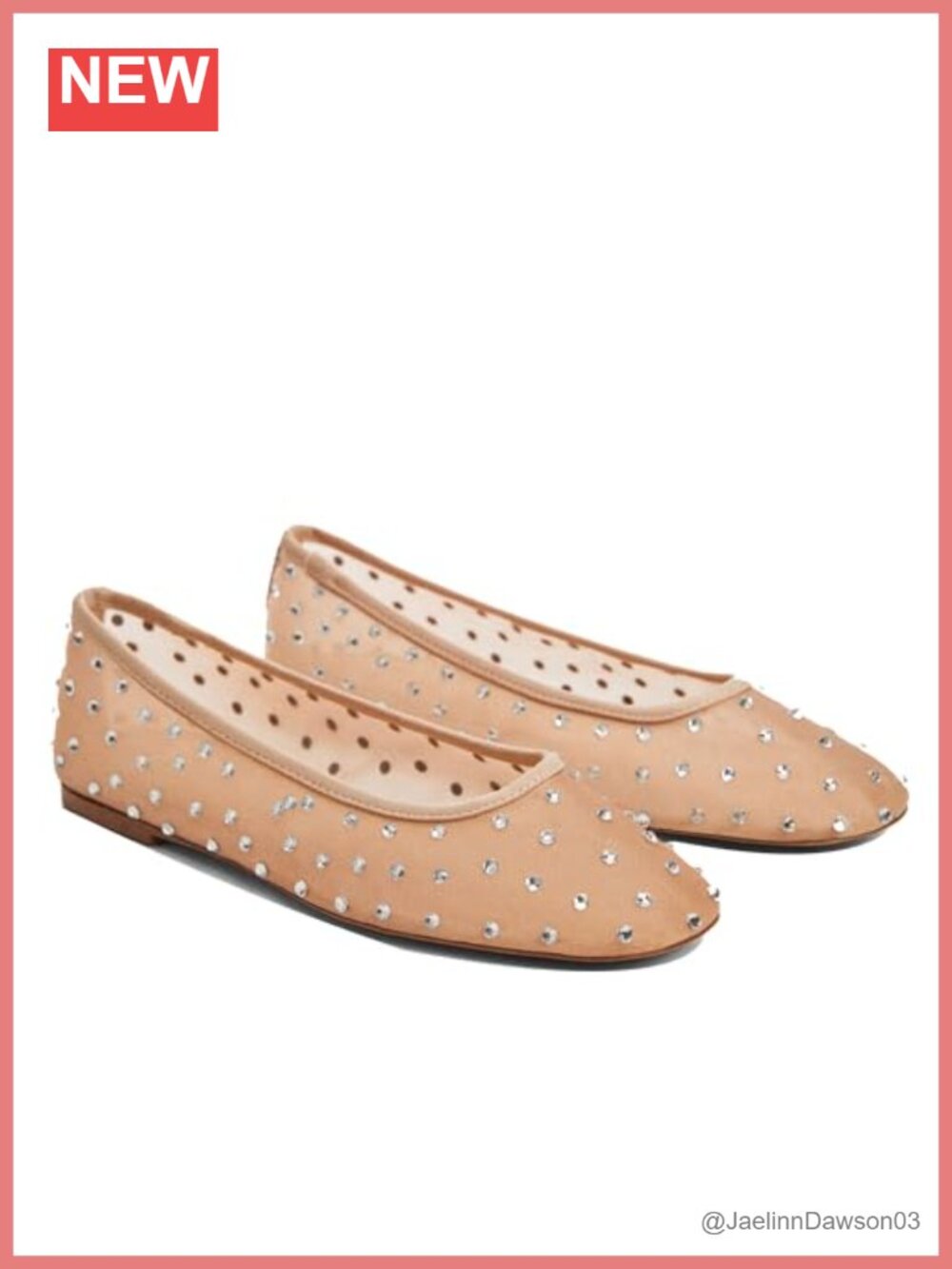 Mesh Ballet Flats Women Square Toe Rhinestone Slip-On Breathable